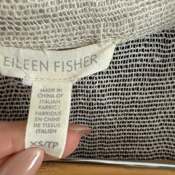 EILEEN FISHER | Cream Linen Open Weave Mesh Single Breasted Blazer | Extra Small - Picture 3 of 8